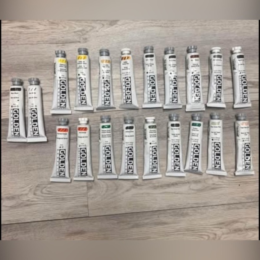NEW Lot of 20 Golden Heavy Body Acrylic Paint Tubes Yellow Browns Greens Oranges